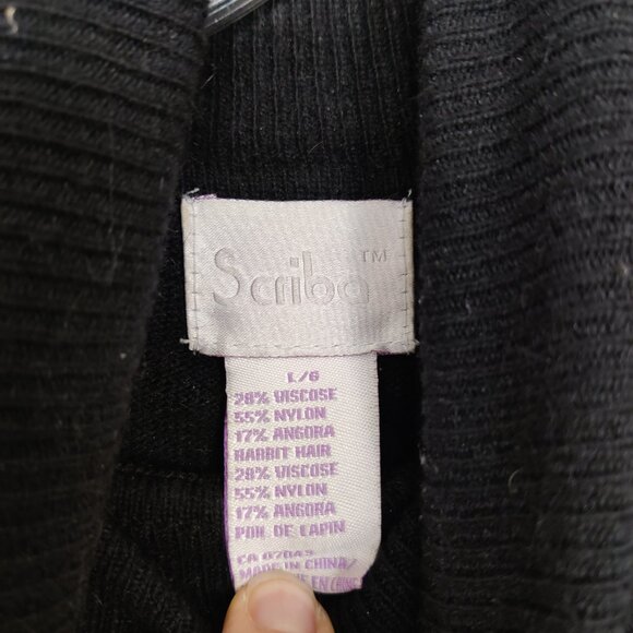 Scriba Women's Sweater Size L Black Blue Beads Warm Viscose Angora Rabbit Hair - Picture 2 of 7